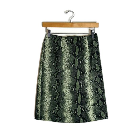Intriguing Threads Skirt Womens size 4 Green Snakeskin Print Animal Pattern USA - Picture 1 of 10